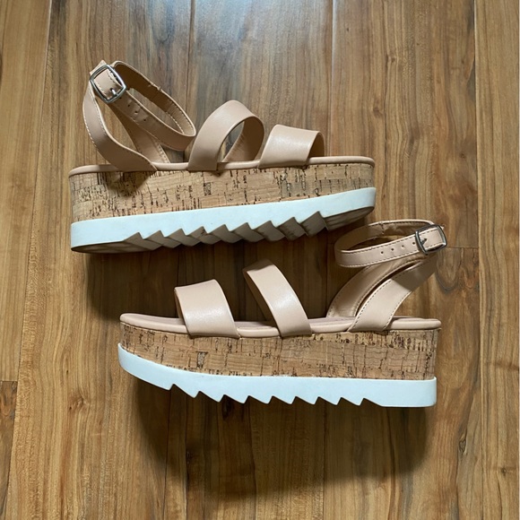Madden Girl Shoes Madden Girl Strappy Nude And White Platform